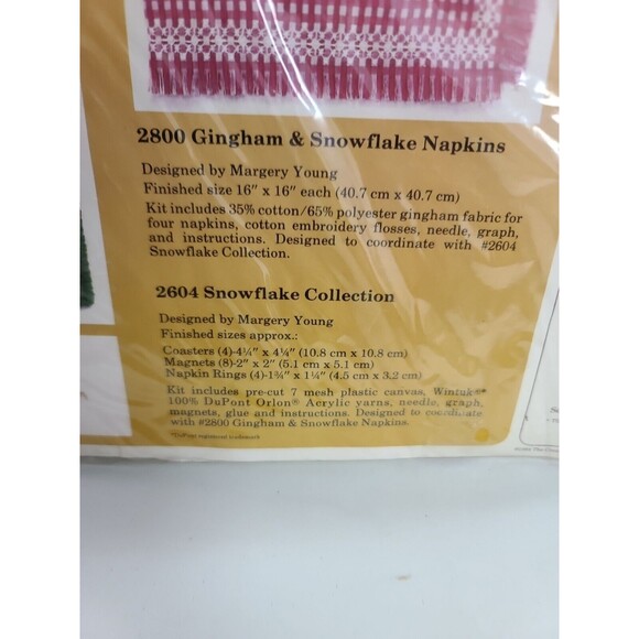 Vintage Creative Circle Kit #2800 Gingham & Snowflake 4 Napkins Needlecraft - Picture 5 of 9